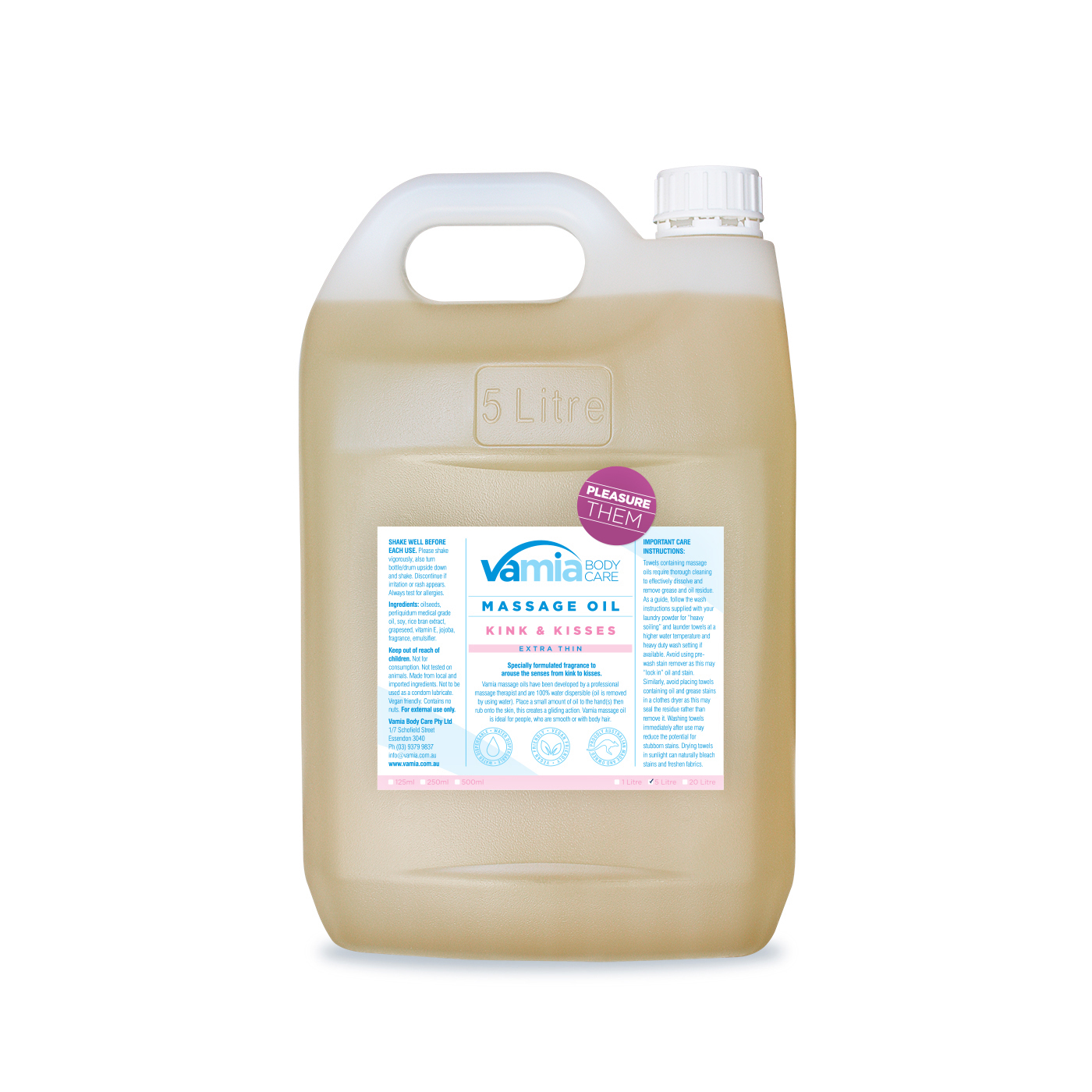 Massage Oil - Pleasure Them - 5 Litre